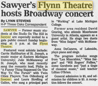 Flynn Theatre - 28 JUL 1994 USED FOR CONCERT